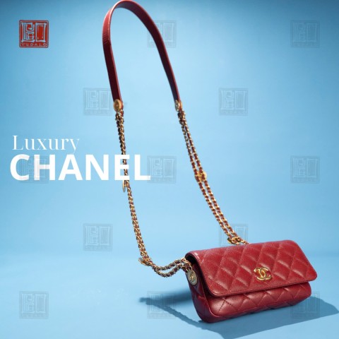Chanel Twist Your Buttons Flap Clutch With Chain Quilted Caviar