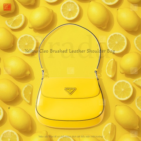 Prada Yellow Cleo Brushed Leather Shoulder Bag