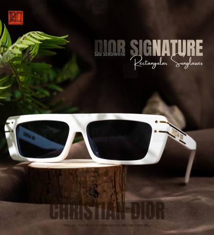 Dior Signature S2U 50B0 White Rectangular Sunglasses