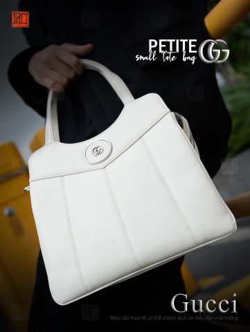 Petite GG small tote bag in white leather