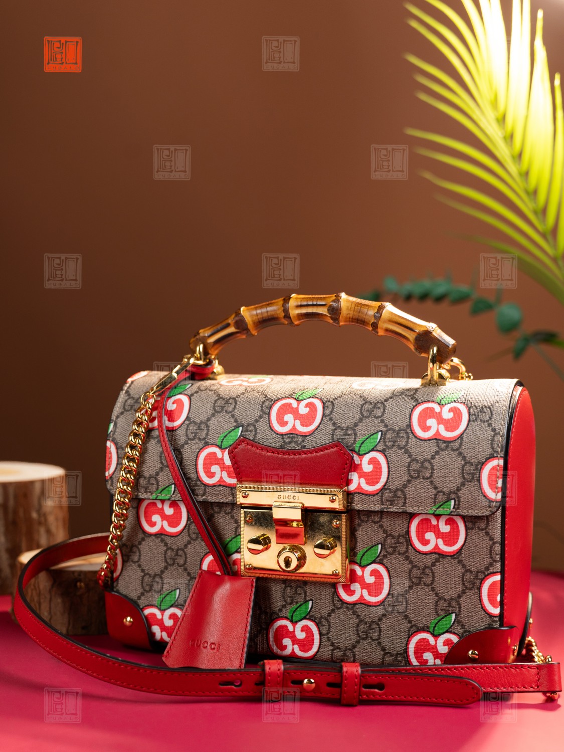 Gucci Small GG Apple Padlock Bamboo Bag