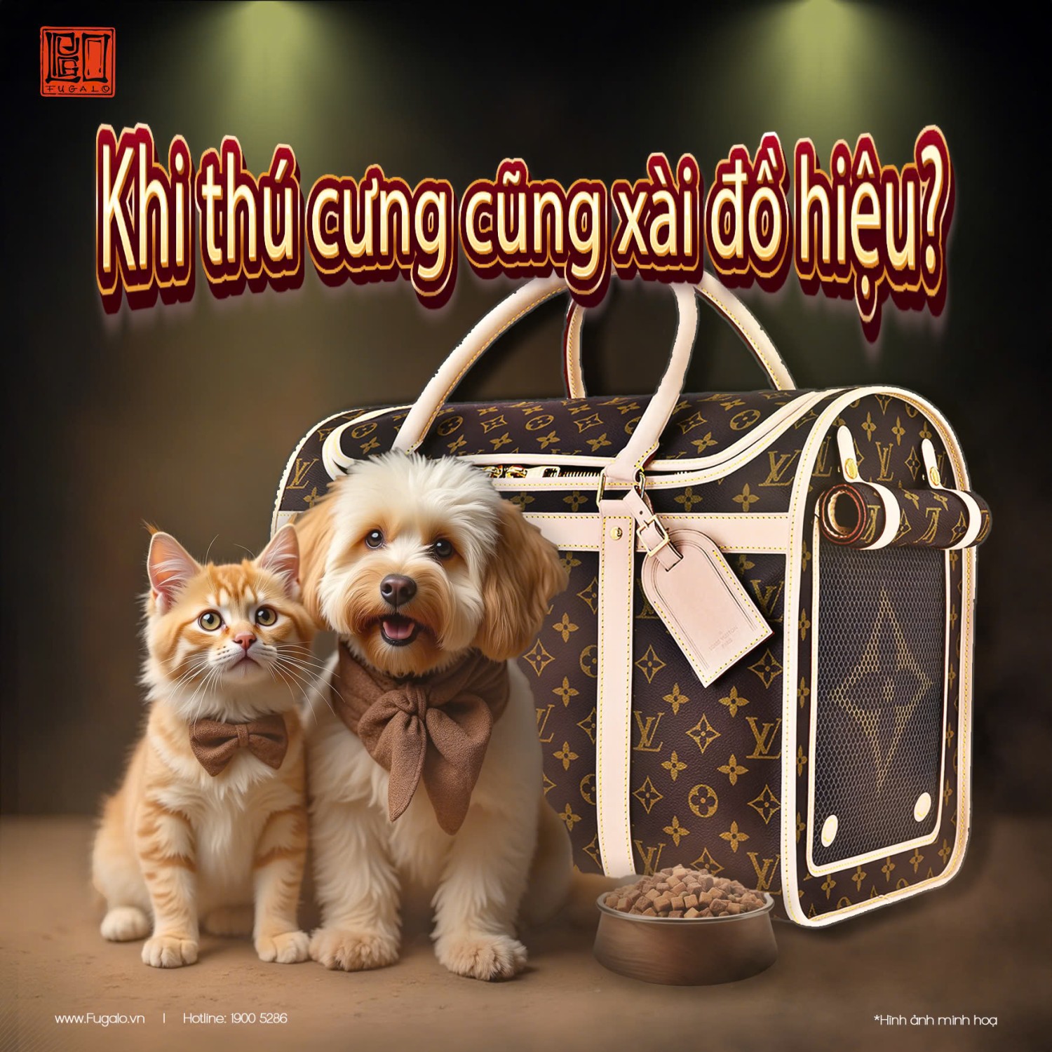 Túi Đựng Thú Cưng Họa Tiết Monogram Màu Nâu