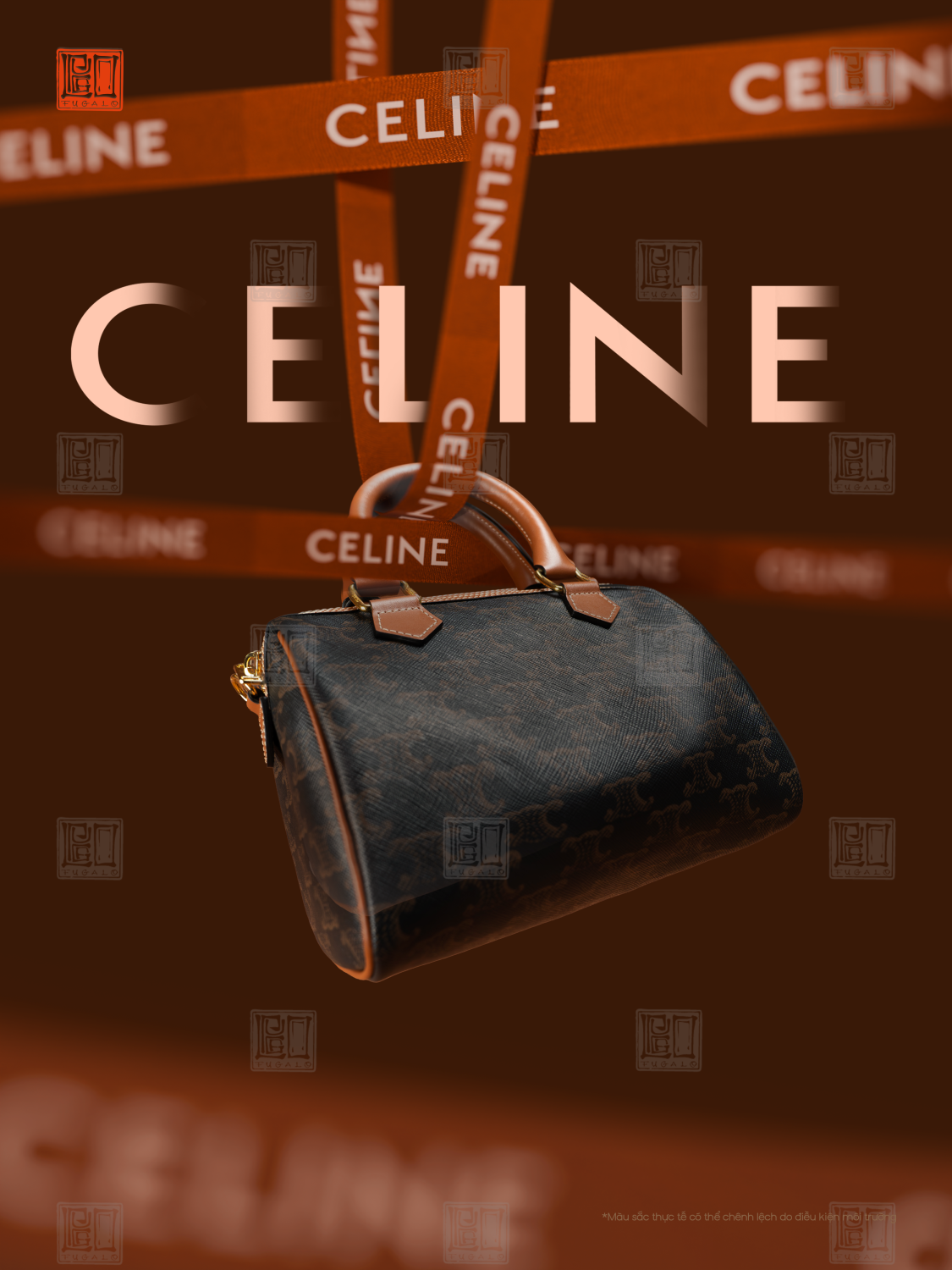 Celine Small Boston In Triomphe Canvas And Calfskin