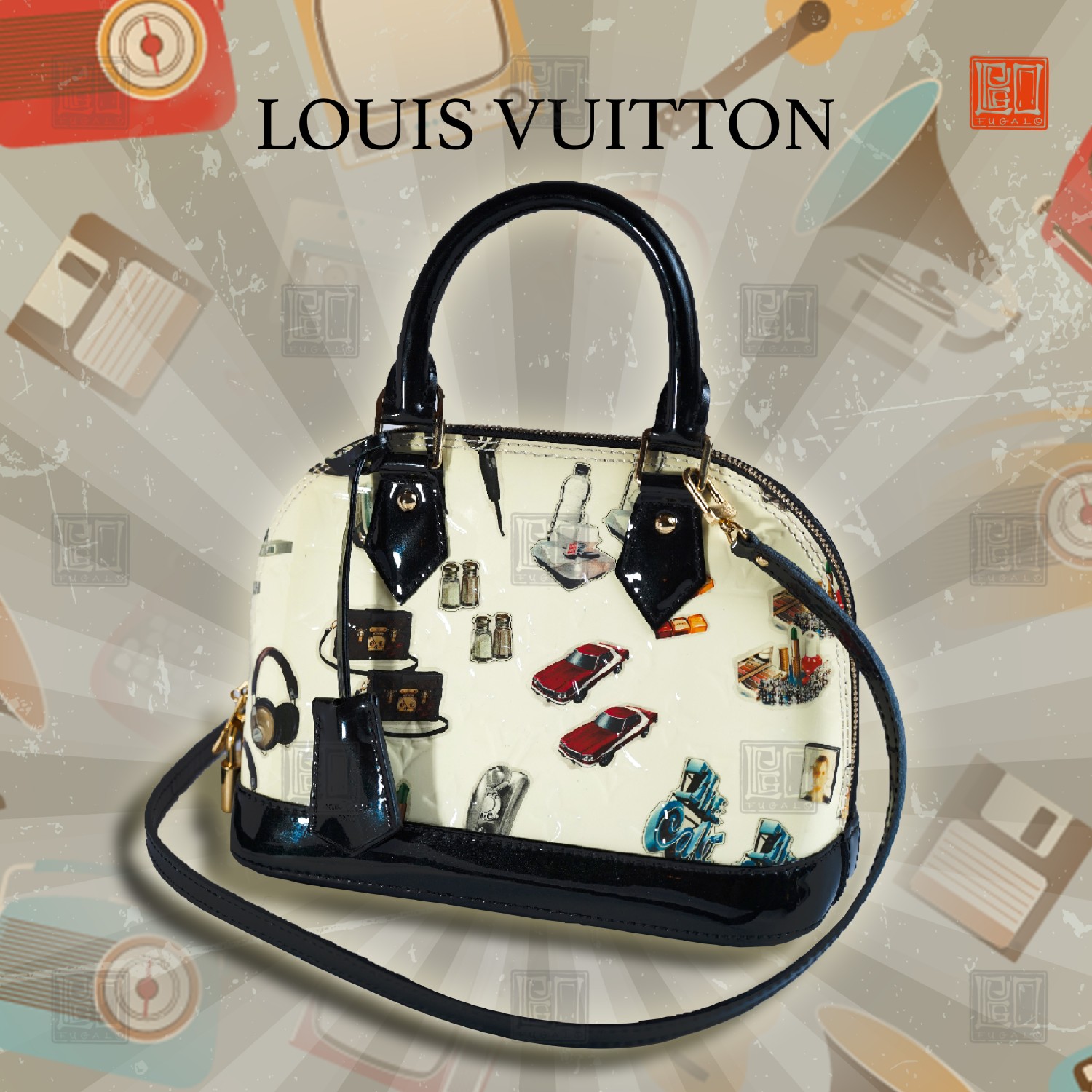 Louis Vuitton White Monogram Vernis & Stickers Bag
