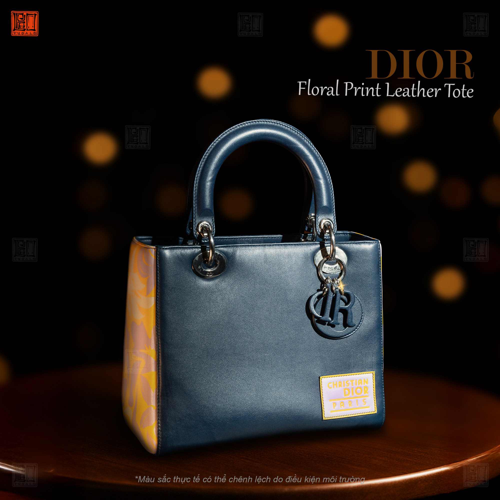 Lady Dior Floral Print Navy Bag