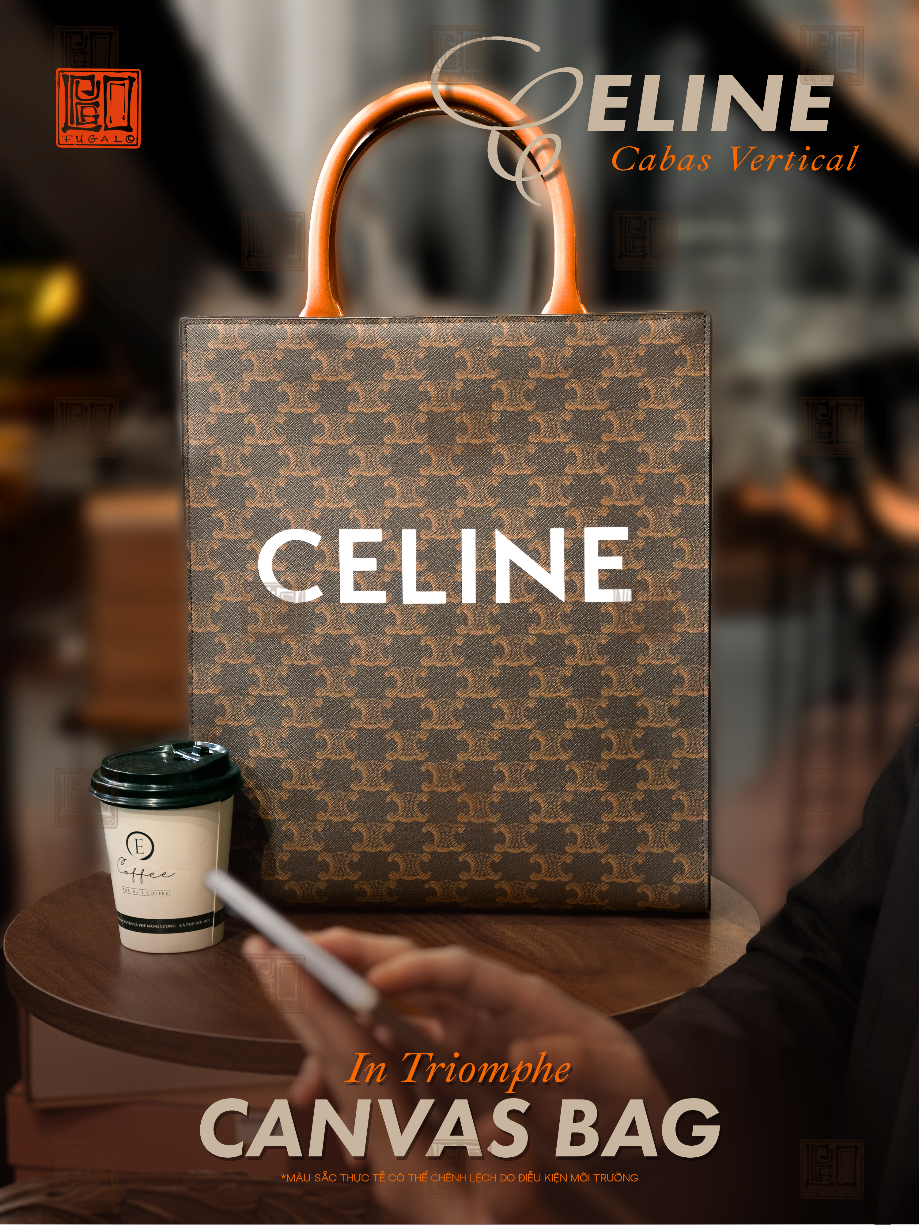 Celine Cabas Vertical in Triomphe Canvas Bag