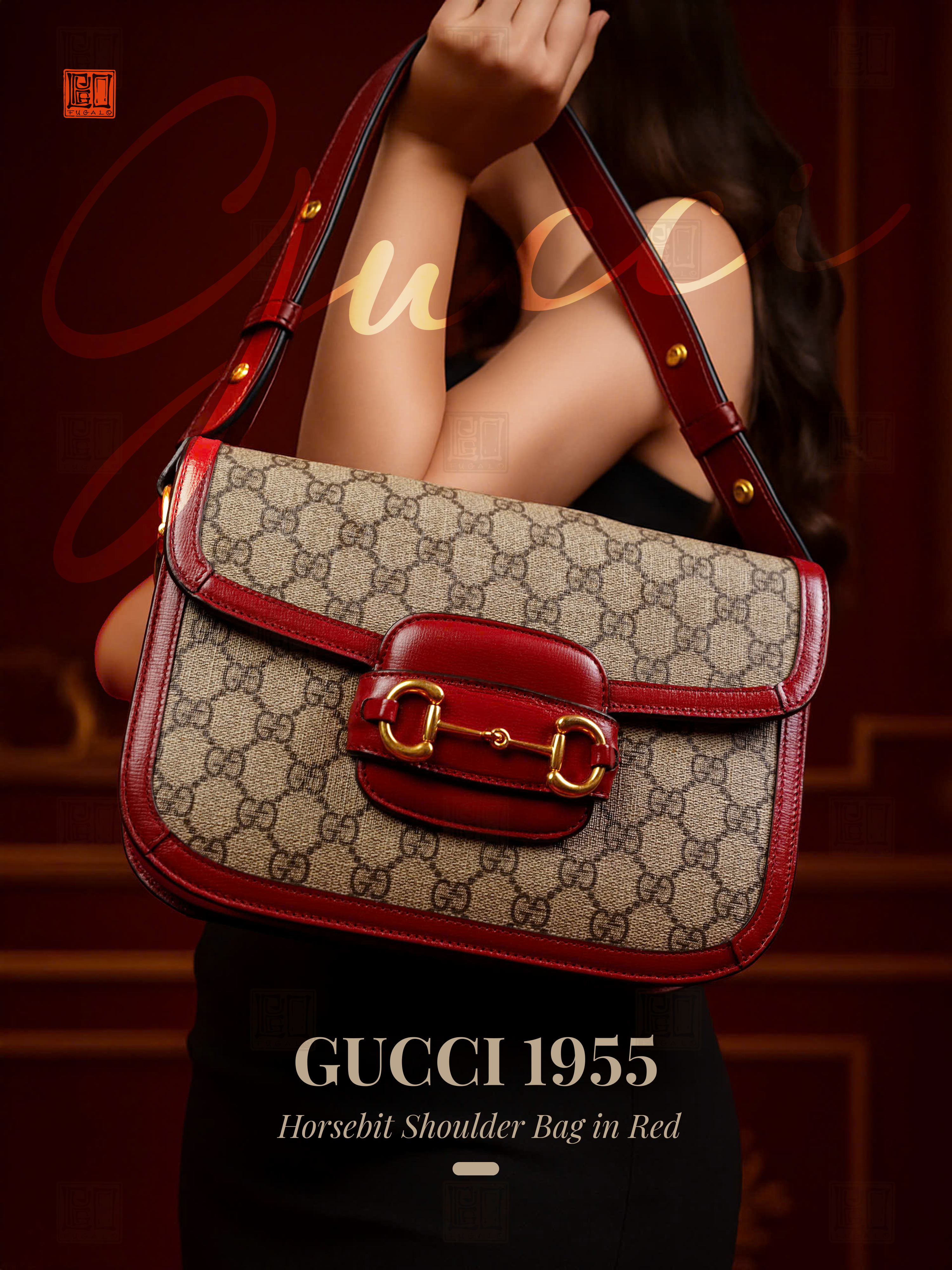 Gucci 1955 Horsebit Shoulder Bag in Red