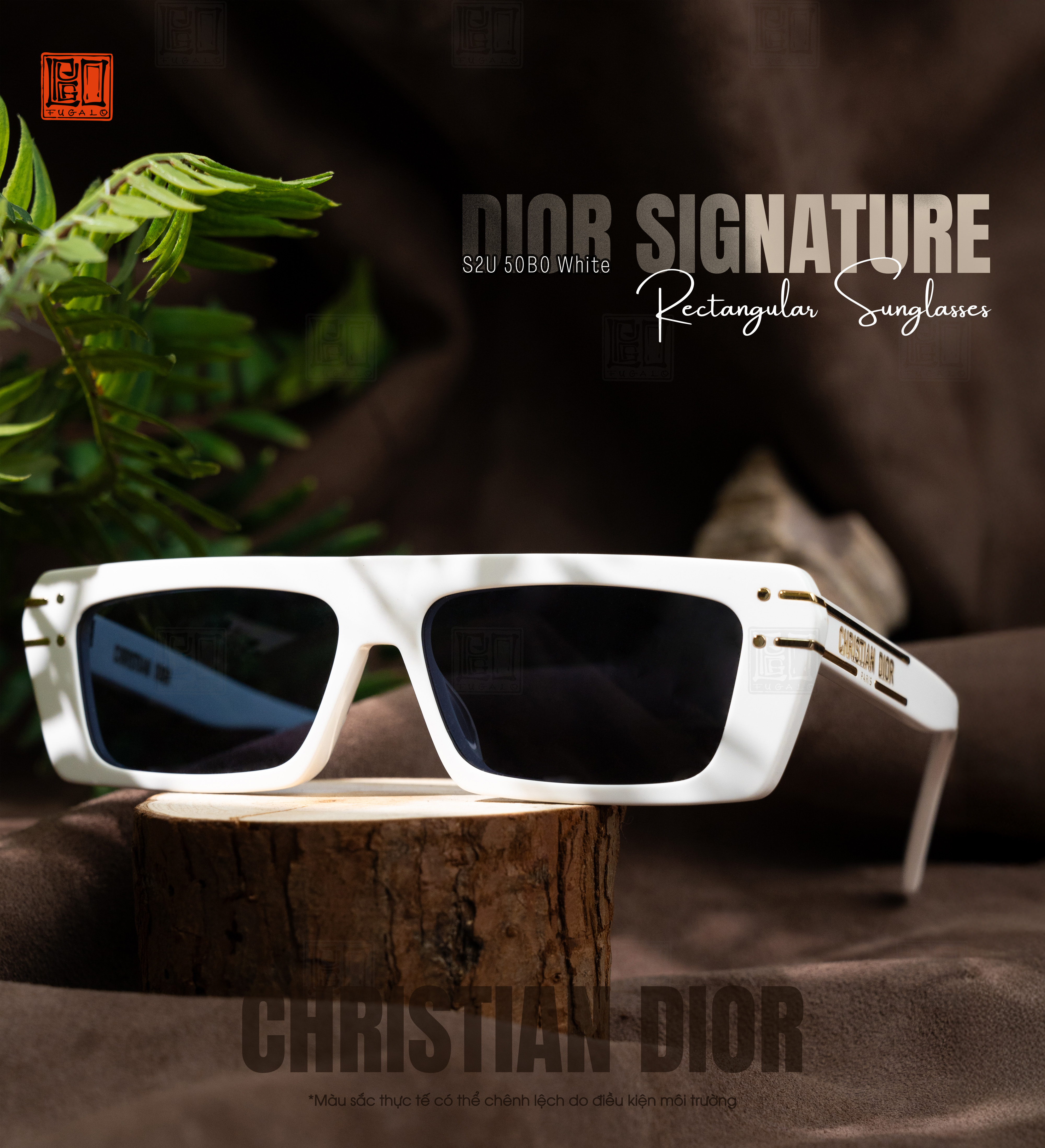 Dior Signature S2U 50B0 White Rectangular Sunglasses