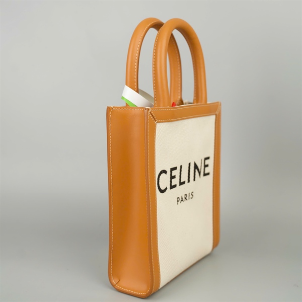 Túi Celine trắng viền nâu sz17 (A-T) KG+