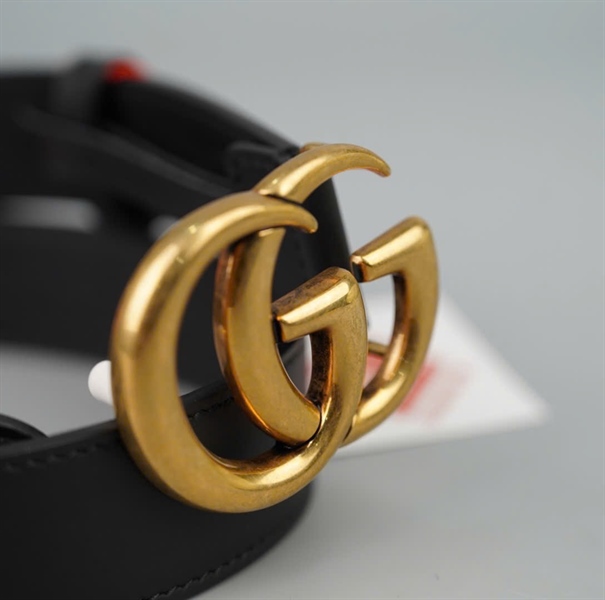 Thắt lưng GG đen khóa vàng bản 3cm dài 90cm (ALT) KG+