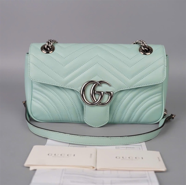 Túi GG Marmont xanh mint (443497000926) sz25 (BQ) KG+