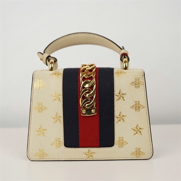 Túi GG Sylvie trắng 2strap (470270-493075) sz20 (BQ) KG+
