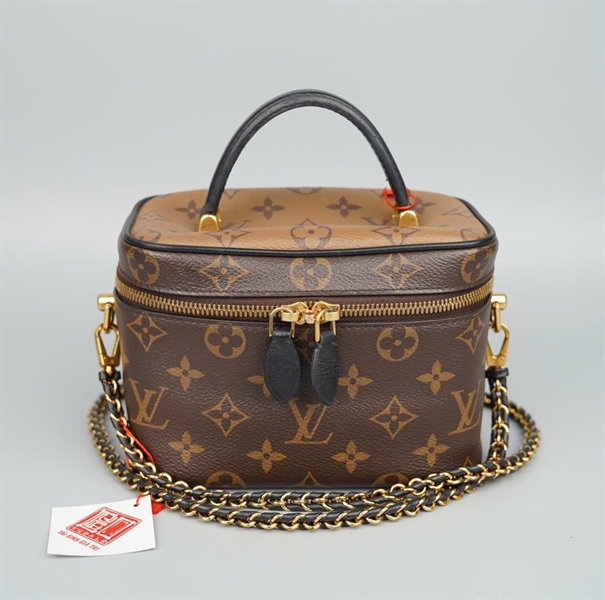 Túi LV Vanity hoa nâu kèm lót form sz20 +