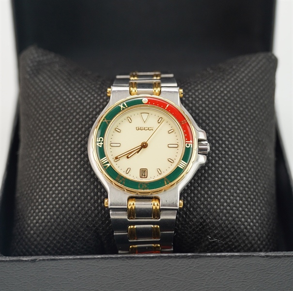Đồng hồ GG mặt tròn xanh đỏ KG+