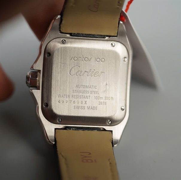 Đồng hồ Cartier đính kim cương quai đen (499760SX) sz32 (HC) +