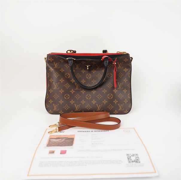 Túi LV hoa nâu phối đỏ sz 30cm (HC)+