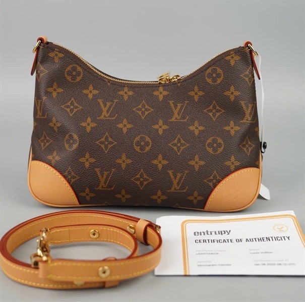 Túi LV Boulogne hoa nâu viền nâu 2strap sz24 (A-T) KG+