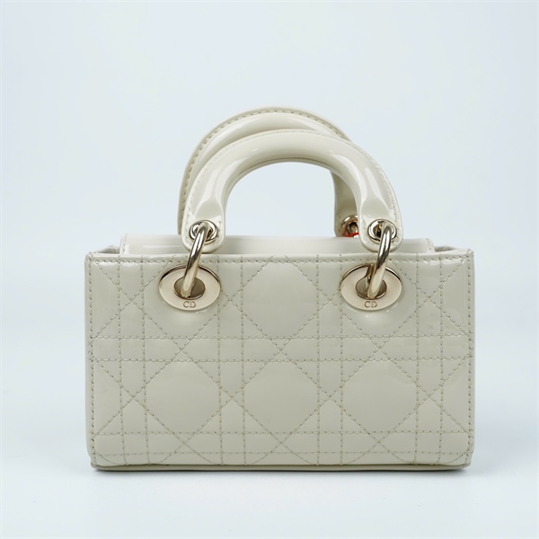 Túi Dior Joy trắng bóng 2 strap (10-MA-0224) sz17 (BMC) KG+