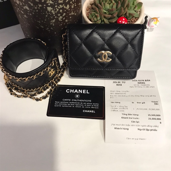 Set ví vòng tay Chanel đen +