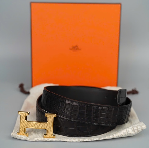 Thắt lưng Hermes đen bản 3cm dài 105cm (BQ) KG+