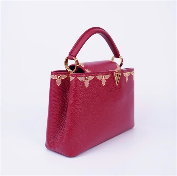 Túi LV Capu đỏ viền hoa vàng sz 26cm(HC)+