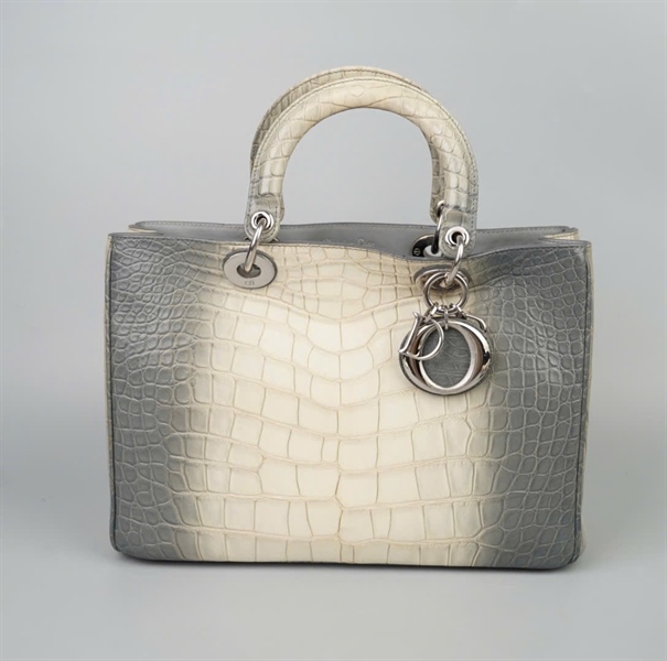 Túi Dior Handle xám da cá sấu có lót form kèm ví( 09-MA-0194) sz32 KG+