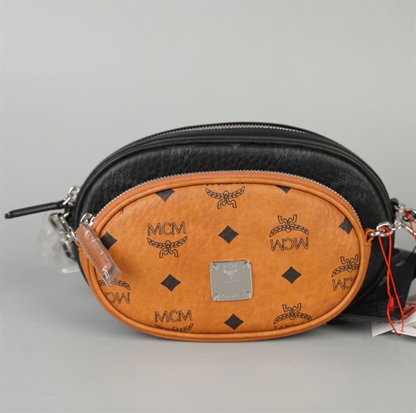 Túi MCM (set 3 món) nâu đen trắng sz20 KG+