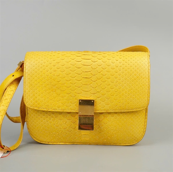 Túi Celine Classic Box da trăn vàng (S-CE-1112) sz23KG+