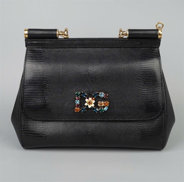 Túi D&G đen logo đính đá sz25 KG+