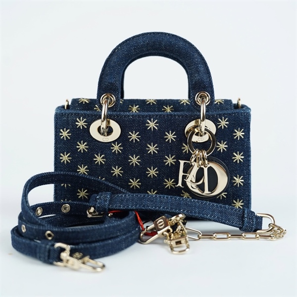 Túi Dior Joy xanh thêu hoa mini 2 strap (01-RU-0292) sz16 (BMC) KG+
