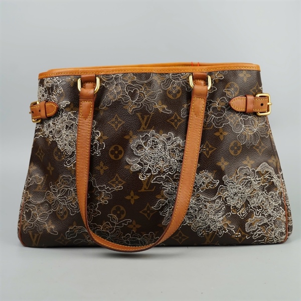 Túi LV Tote hoa nâu thêu hoa trắng (CA0097) sz37 KG+