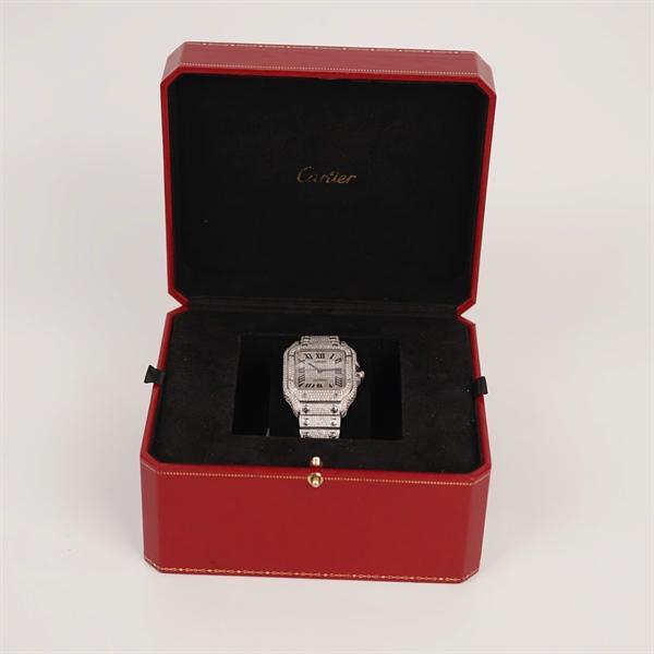 Đồng hồ Cartier mặt vuông đá full (112515YX) (HC) +