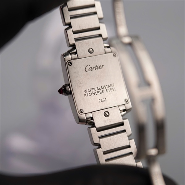 Đồng hồ Cartier bạc mặt vuông hồng (698720SX) sz20 (LTB) KG+
