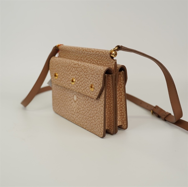 Túi hộp Burberry hoạ tiết 3 nút vàng KG+