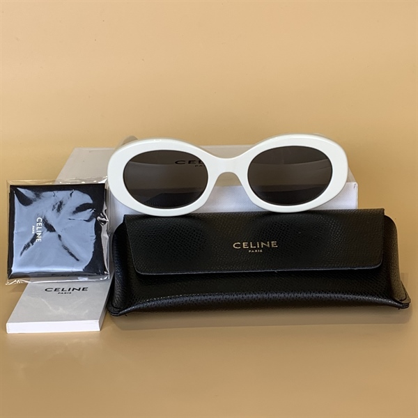 Kính Celine trắng logo vàng KG+