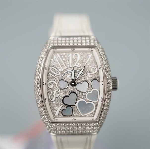 Đồng hồ Franck Muller trắng mặt vuông hình trái tim lướt (No2710) (HC) +