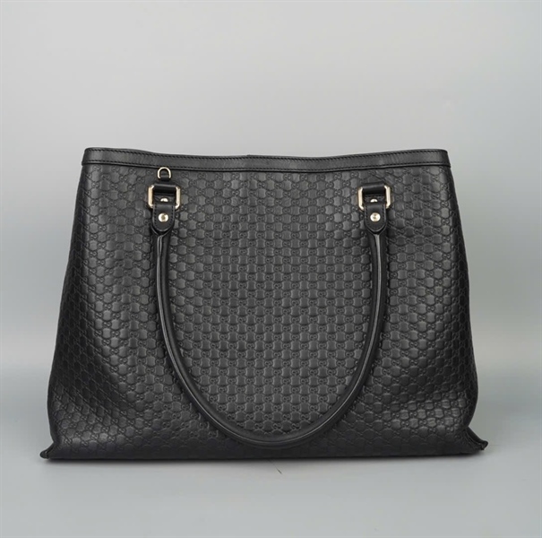 Túi GG tote đen vân nổi (510290493075) sz40 KG+