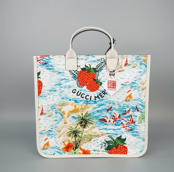 Túi GG Tote biển xanh sz32 KG+