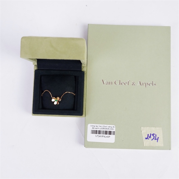 Vòng tay Van Cleef vàng đính đá xanh (JC860606) (LN) KG+