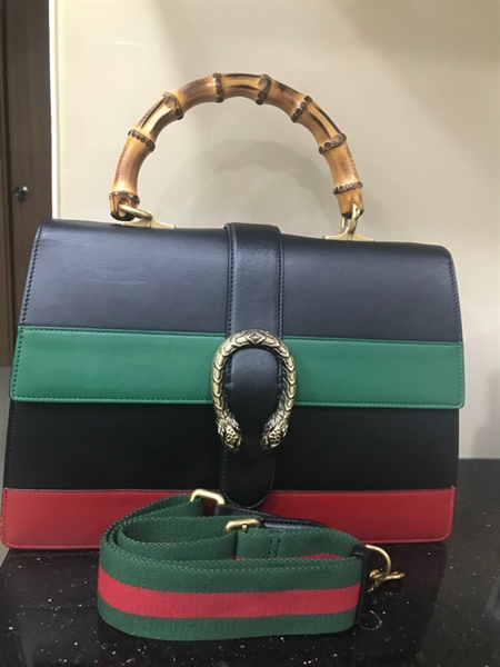 Túi GG Đen Đầu Rồng Phối Đỏ Xanh Lá 34cm+