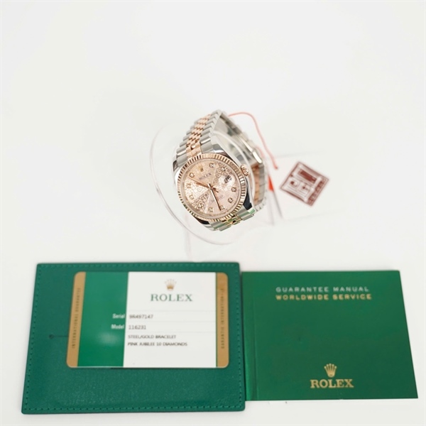 Đồng hồ Rolex mặt tròn viền vàng quai bạc (116231) (HC) +