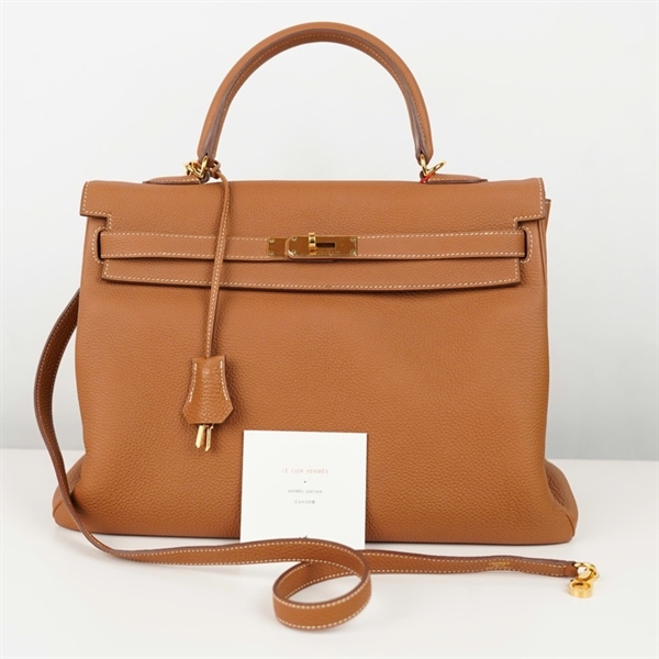 Túi Hermes Kelly nâu kèm ổ + 2 chìa sz35 (BQ) KG+