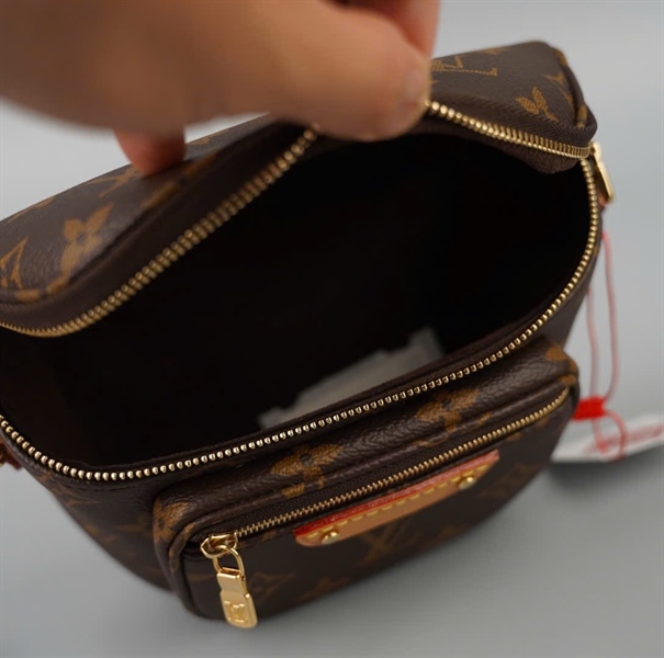 Túi LV bumbag hoa nâu 2 strap sz20 KG+