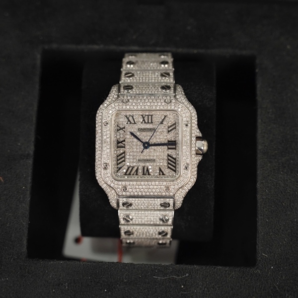 Đồng hồ Cartier mặt vuông đá full (112515YX) (HC) +