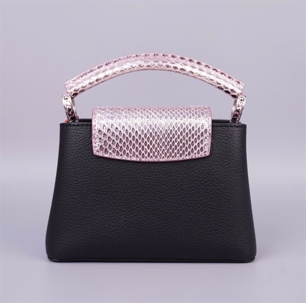 Túi LV Capu đen nắp hồng da trăn sz20 (HC) +
