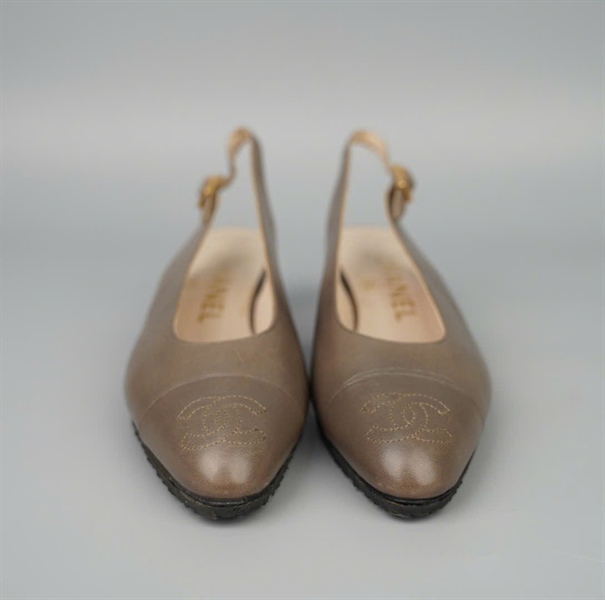 Giày Chanel màu xám sz36 cao 4p KG+