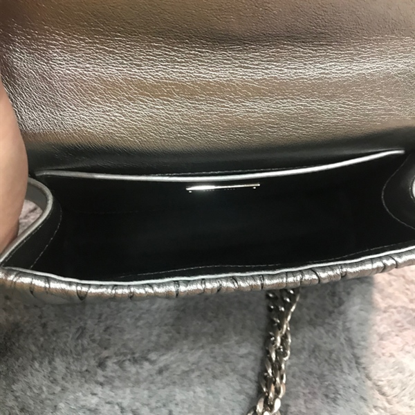 Túi Miu miu xám bạc đính đá +