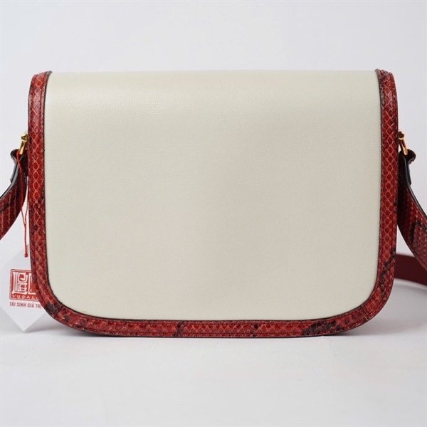 Túi GG 1955 trắng viền đỏ da trăn (602204-498879) sz25 +