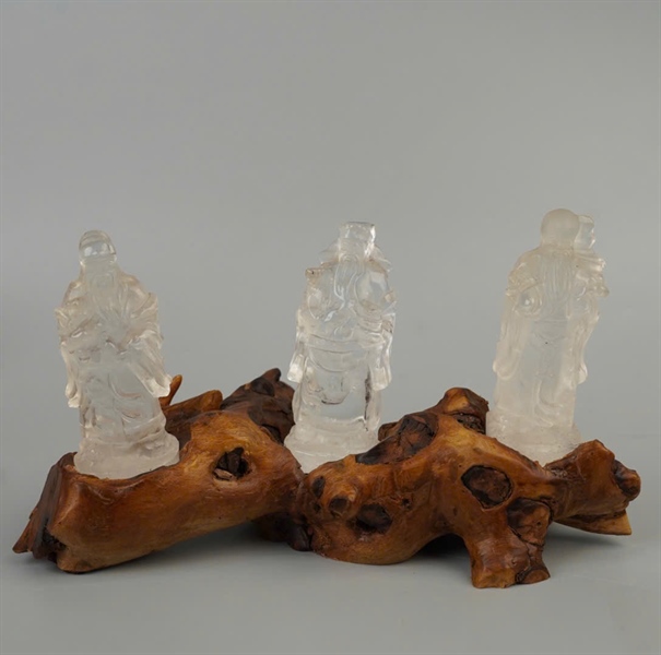 Bộ tam đa phúc lộc thọ thạch anh trắng+