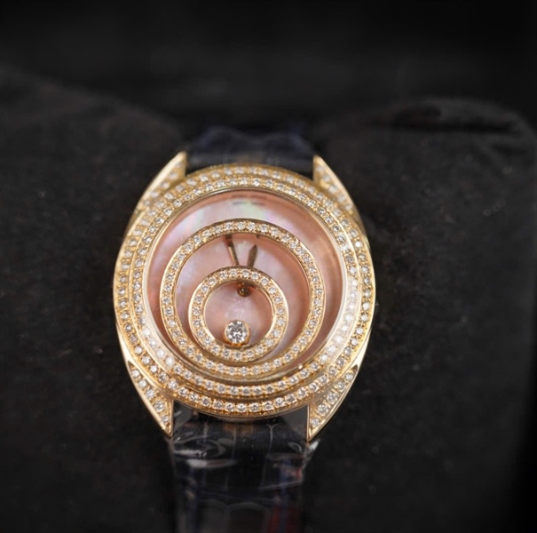 Đồng hồ Chopard mặt tròn dây đen (1059001) sz32 (HC) +